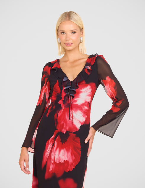 Raela Frill Neck Maxi Dress